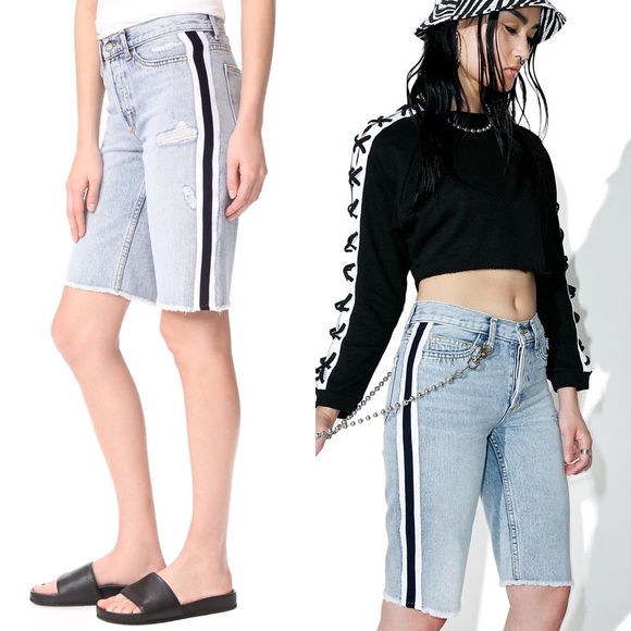 Siwy Pants - Siwy Memphis Bermuda Shorts with Tuxedo Stripe